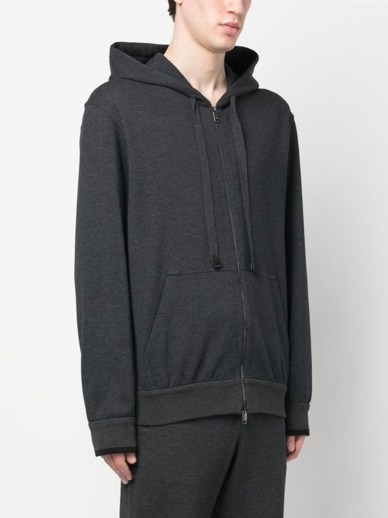 Black Cotton Zip-up Hoodie