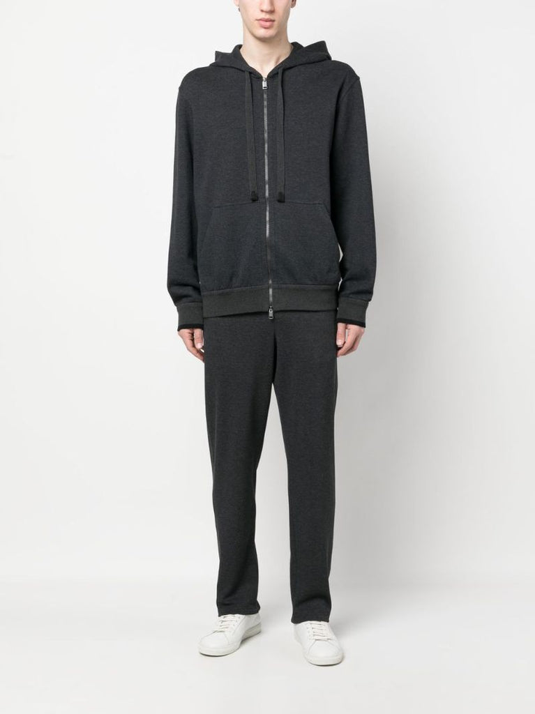 Black Cotton Zip-up Hoodie