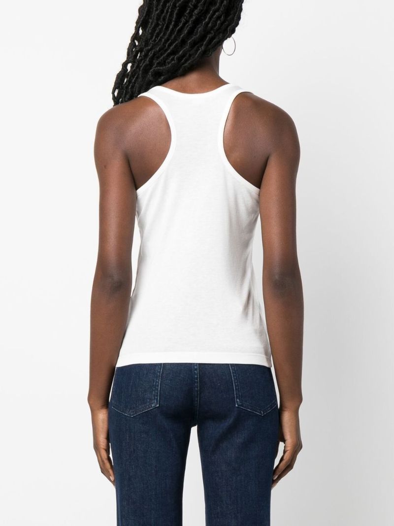 White Logo Print Racerback Vest Top