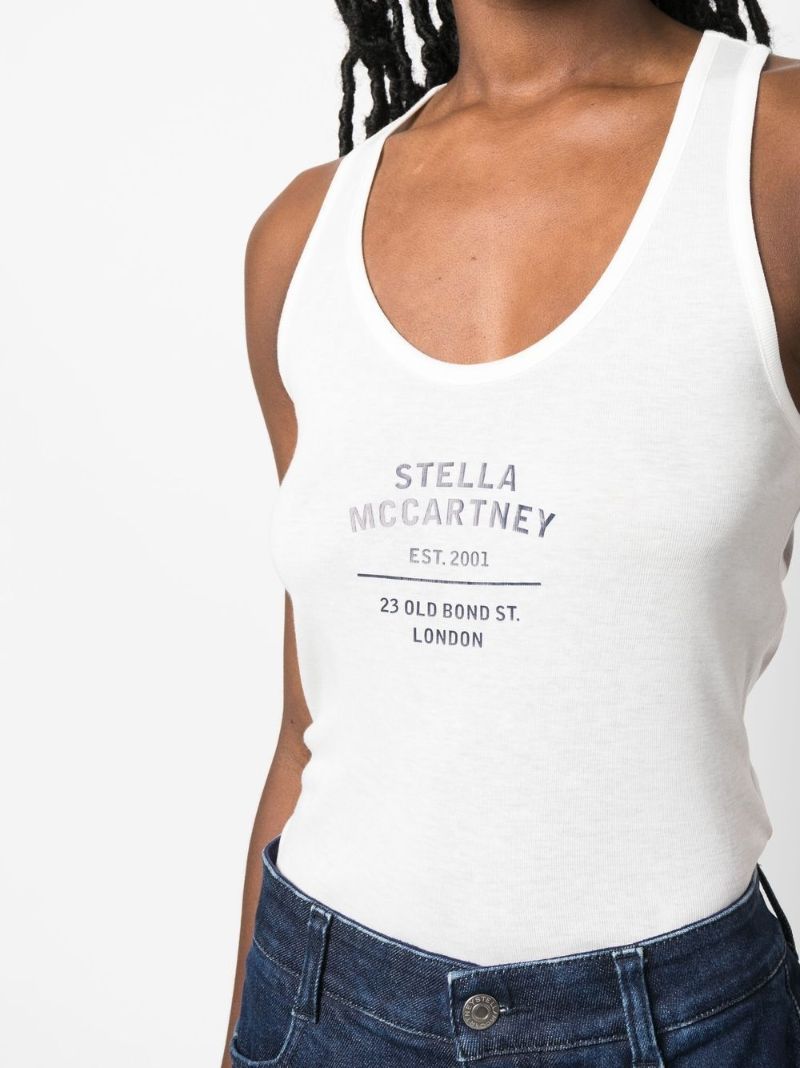 White Logo Print Racerback Vest Top