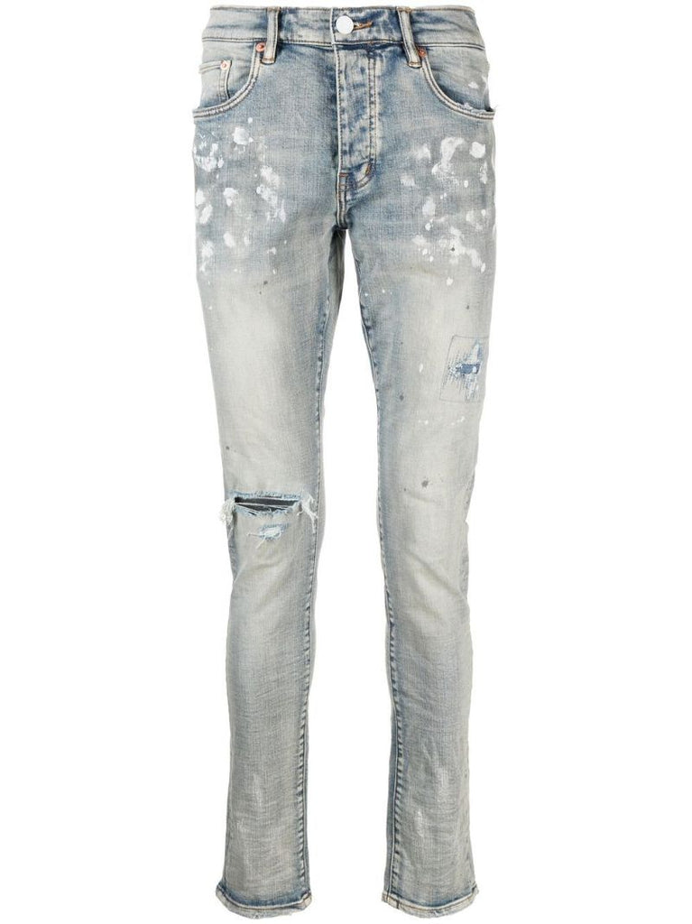 Paint Splatter-print Distressed Jeans