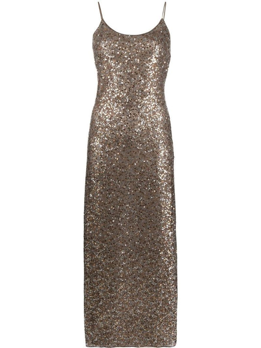 Gold Sequinned Maxi Dress