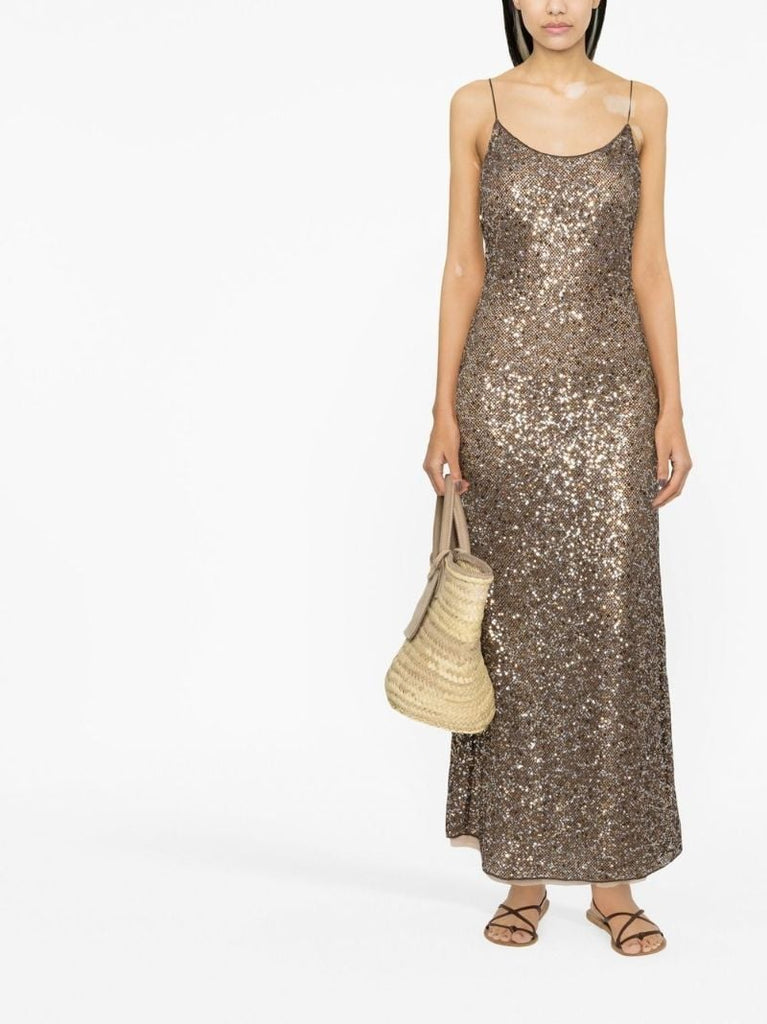 Gold Sequinned Maxi Dress