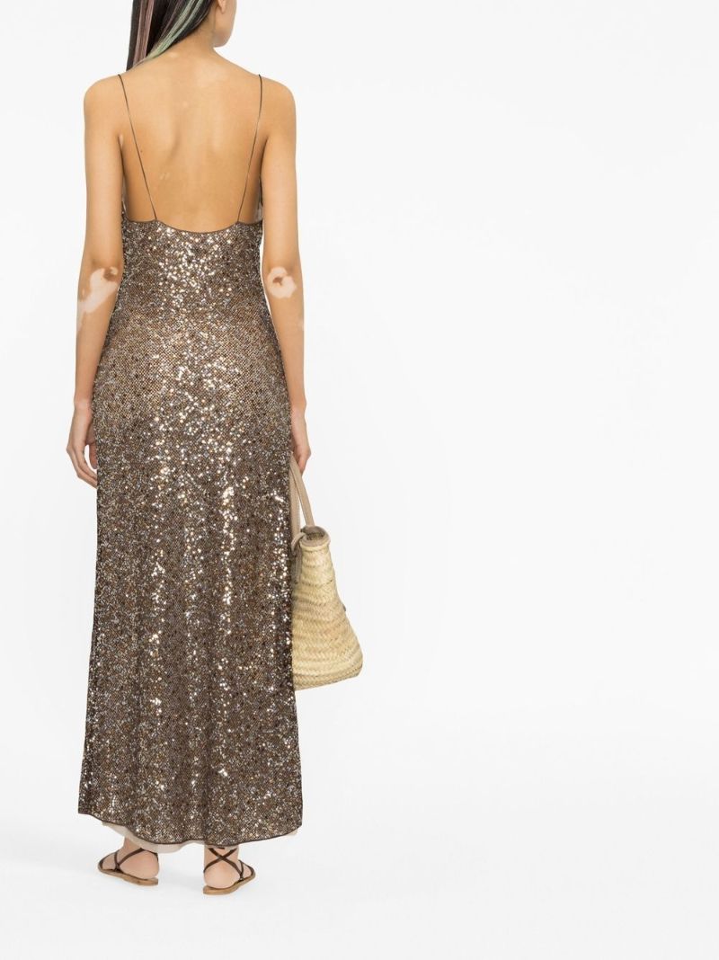 Gold Sequinned Maxi Dress