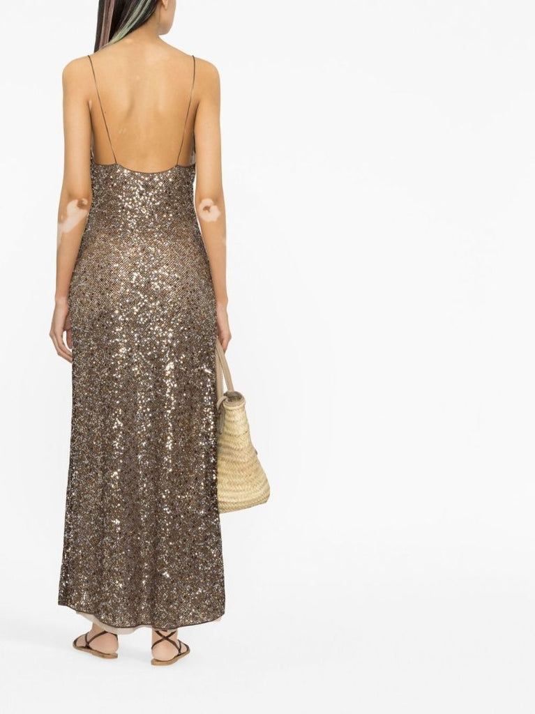 Gold Sequinned Maxi Dress