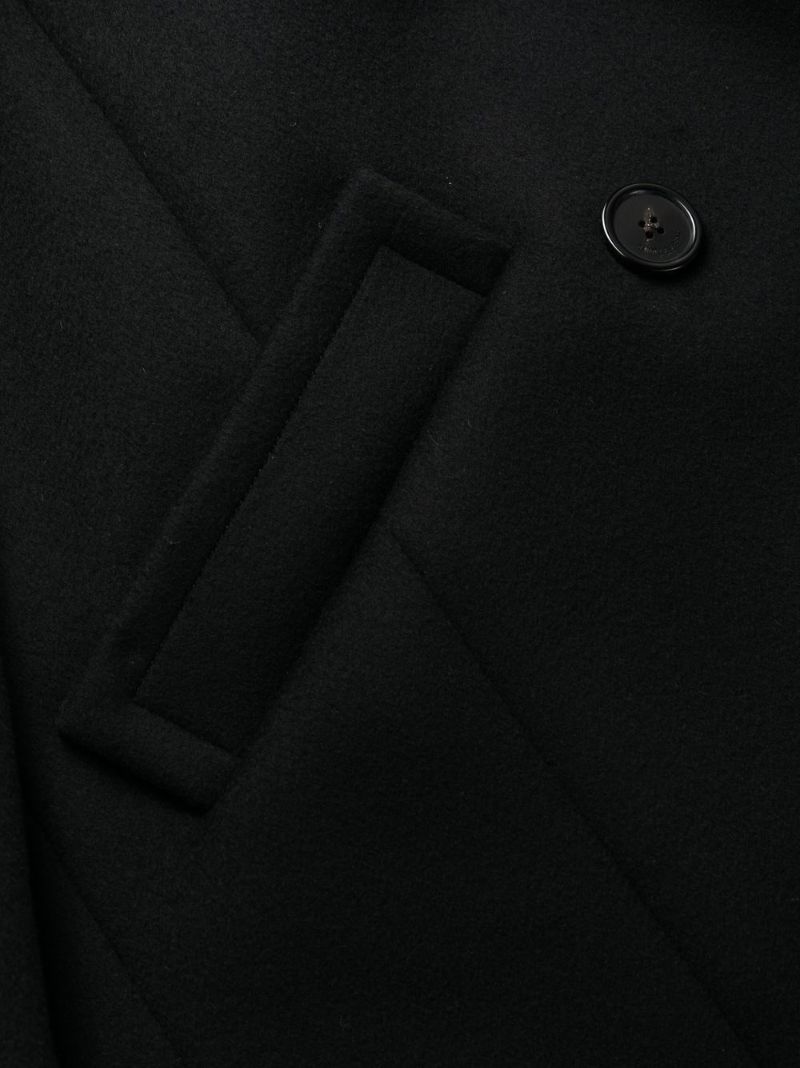 Black Double-breasted Wool Coat
