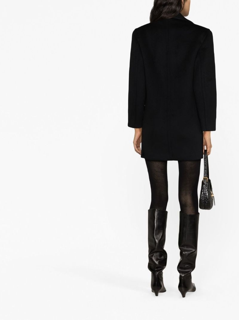 Black Double-breasted Wool Coat