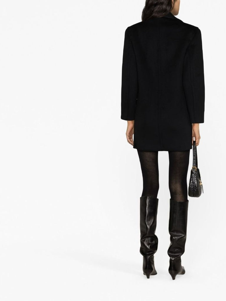 Black Double-breasted Wool Coat