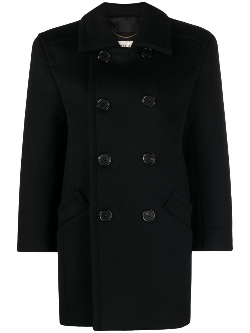 Black Double-breasted Wool Coat