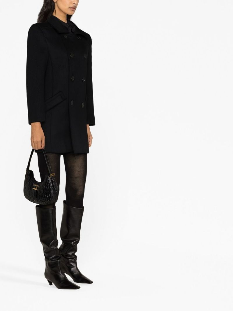 Black Double-breasted Wool Coat