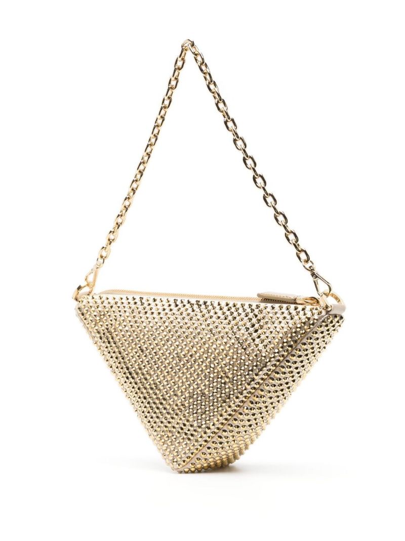 Gold-tone Satin Crystal Shoulder Bag