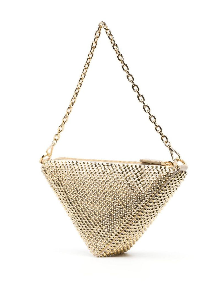 Gold-tone Satin Crystal Shoulder Bag
