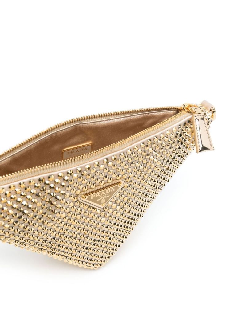 Gold-tone Satin Crystal Shoulder Bag