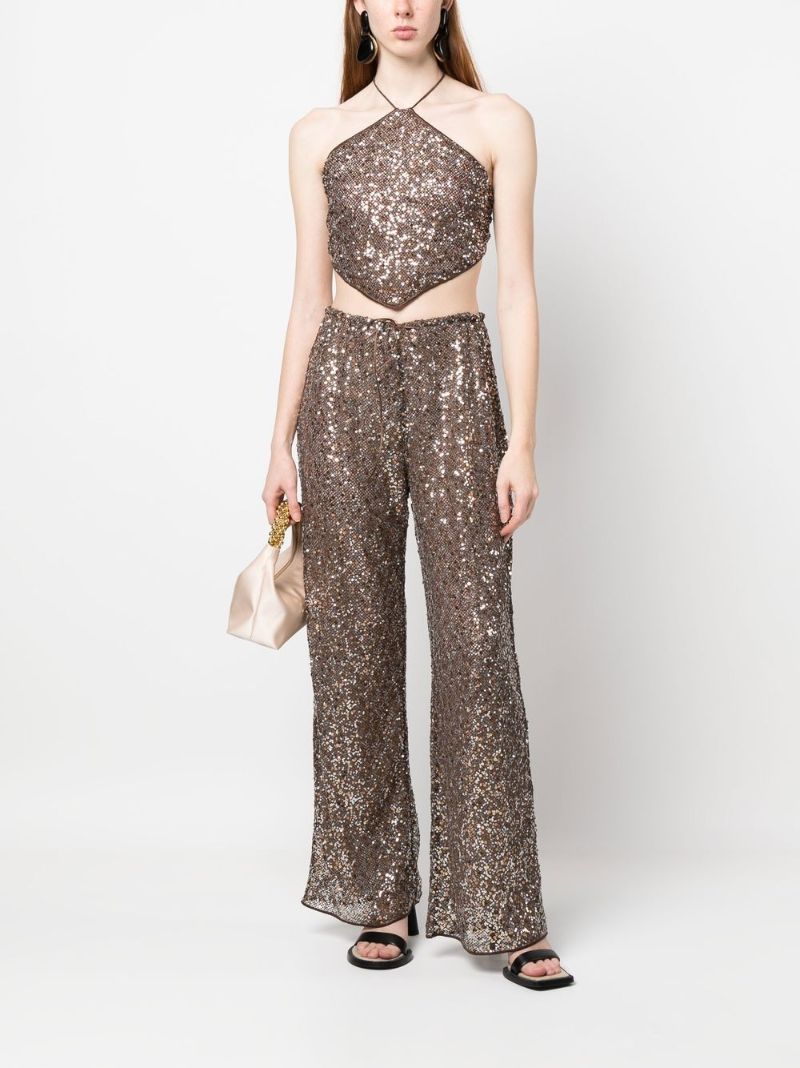 Brown Sequin Crop Top
