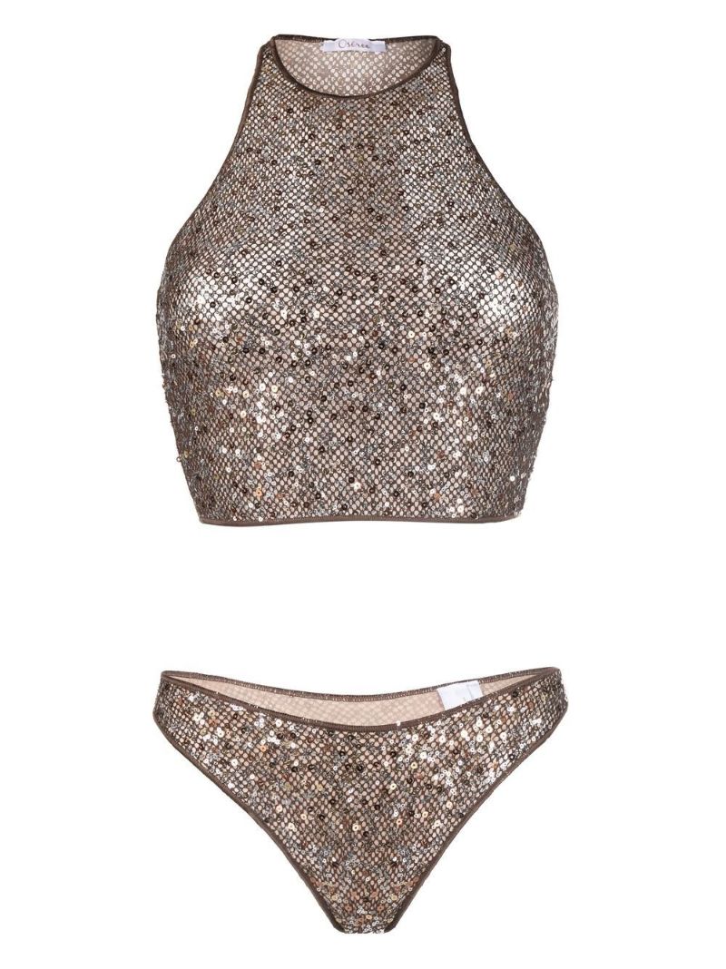 Brown Sequinned Bikini