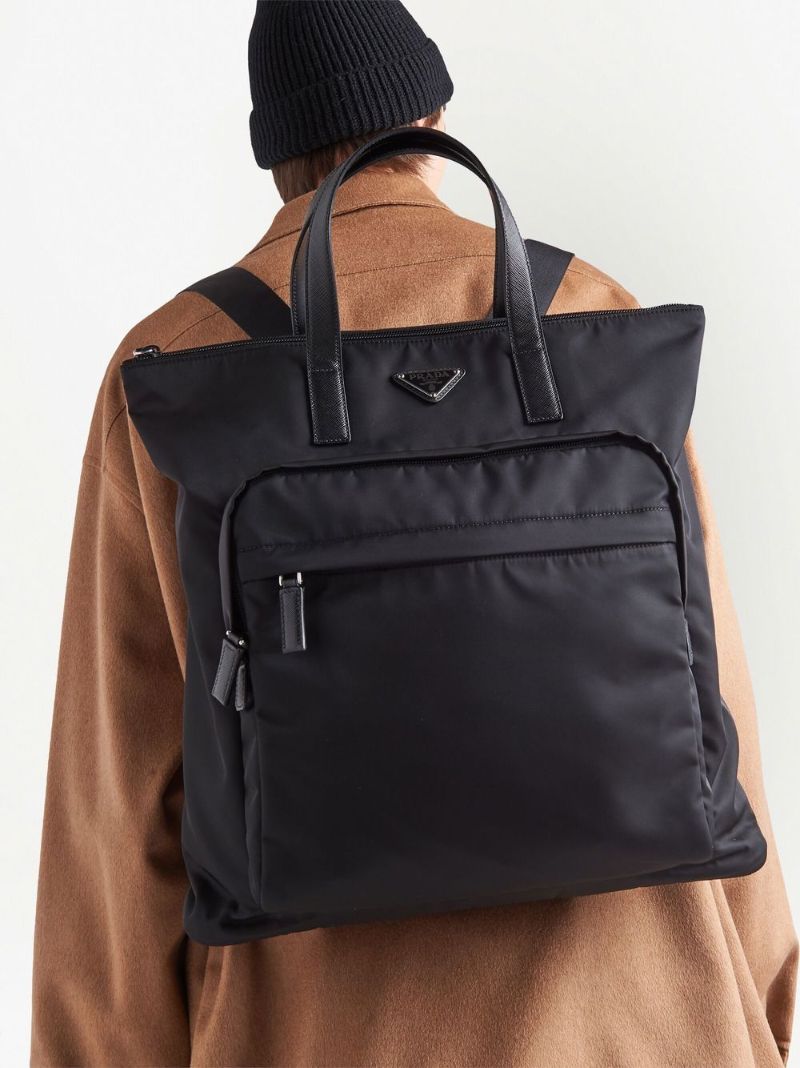 Re-nylon Saffiano-leather Tote Bag