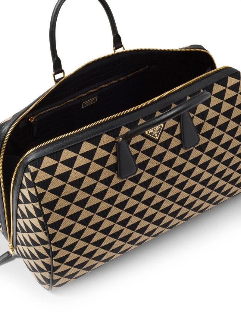 Black and Neutral Symbole Embroidered Travel Bag