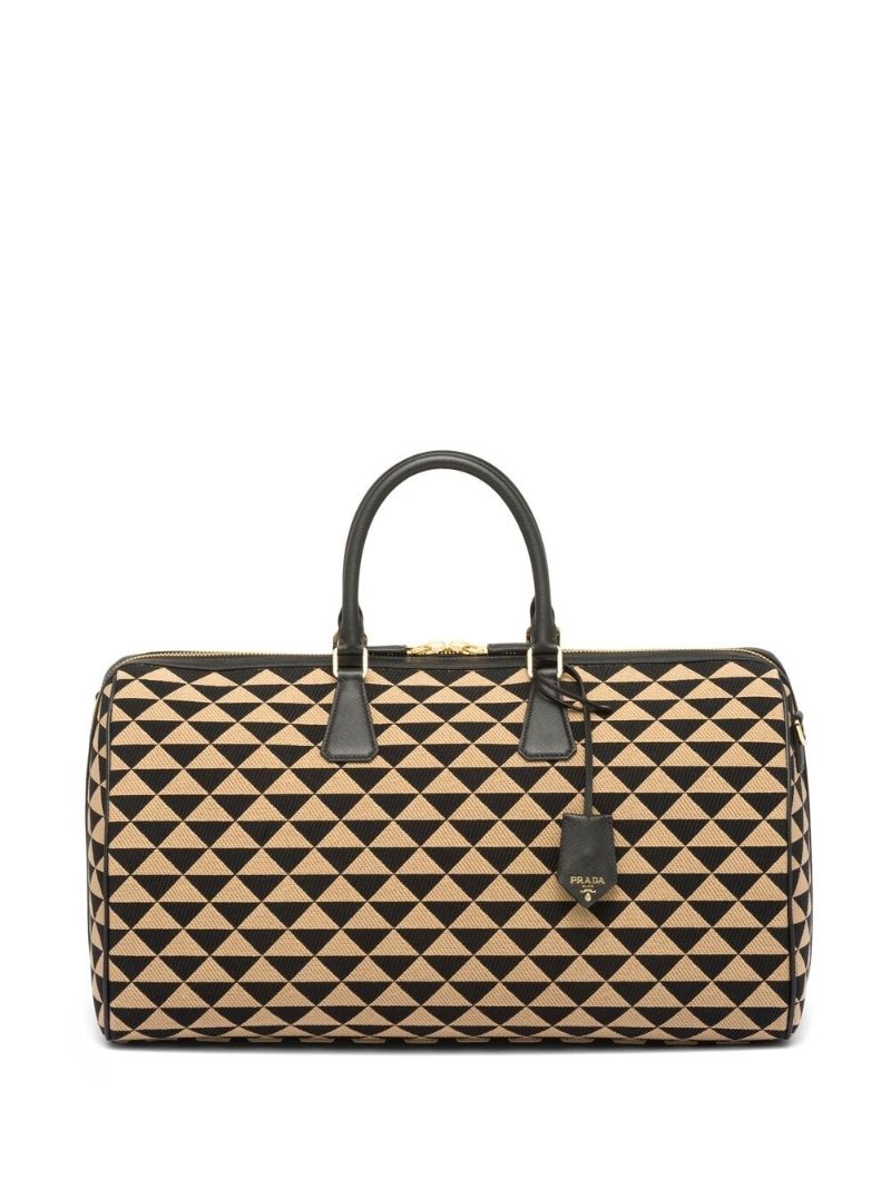 Black and Neutral Symbole Embroidered Travel Bag