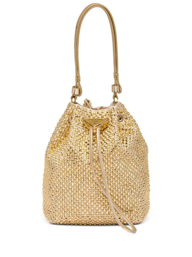 Gold Crystal-embellished Bucket Bag