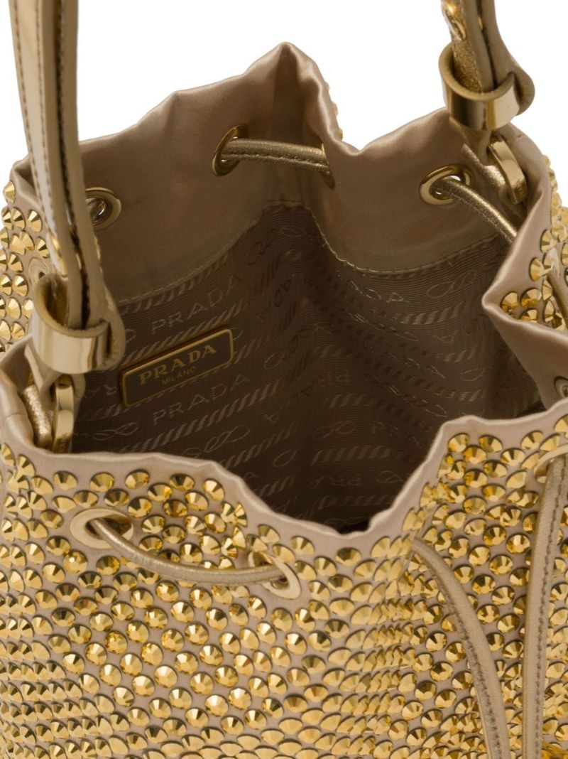 Gold Crystal-embellished Bucket Bag