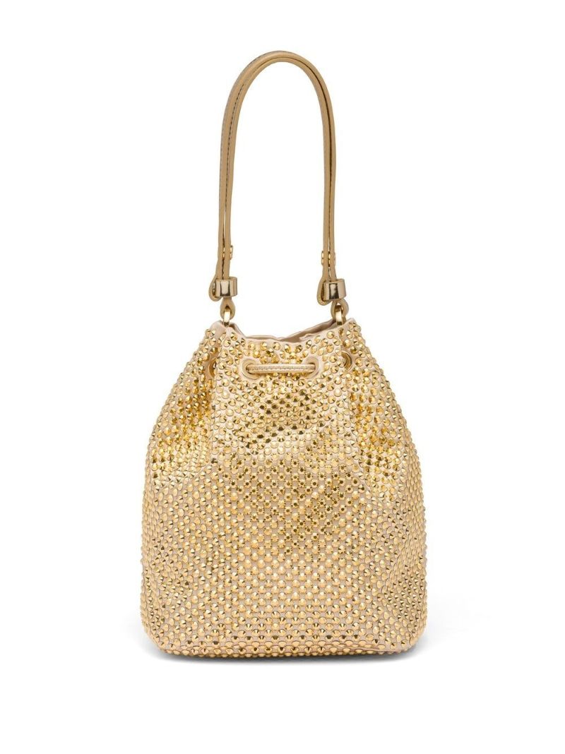 Gold Crystal-embellished Bucket Bag