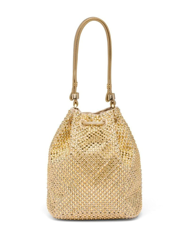 Gold Crystal-embellished Bucket Bag