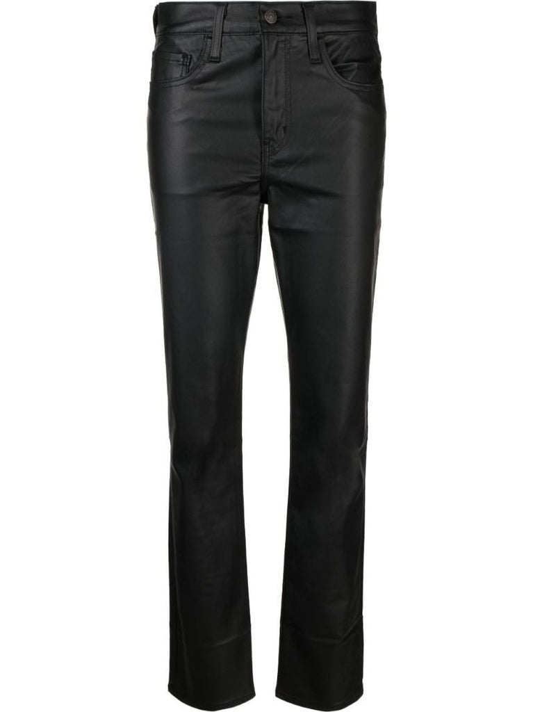 Black 724 Coated Straight-leg Jeans