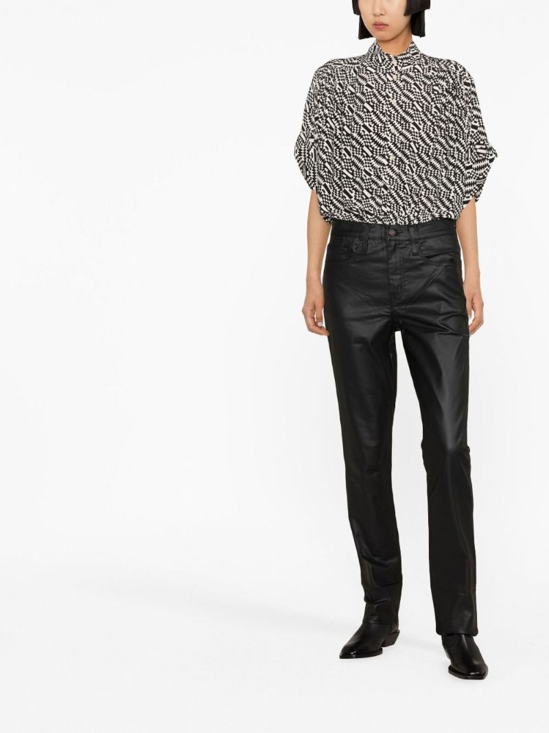 Black 724 Coated Straight-leg Jeans