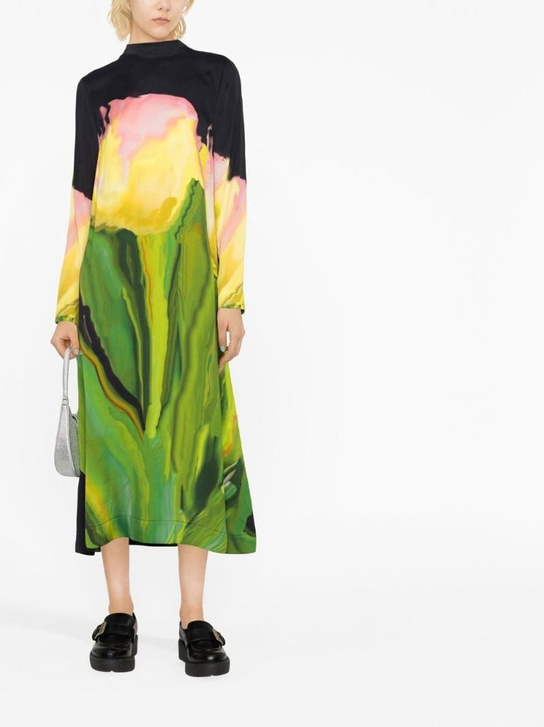 Green Millie Printed Midi Dress