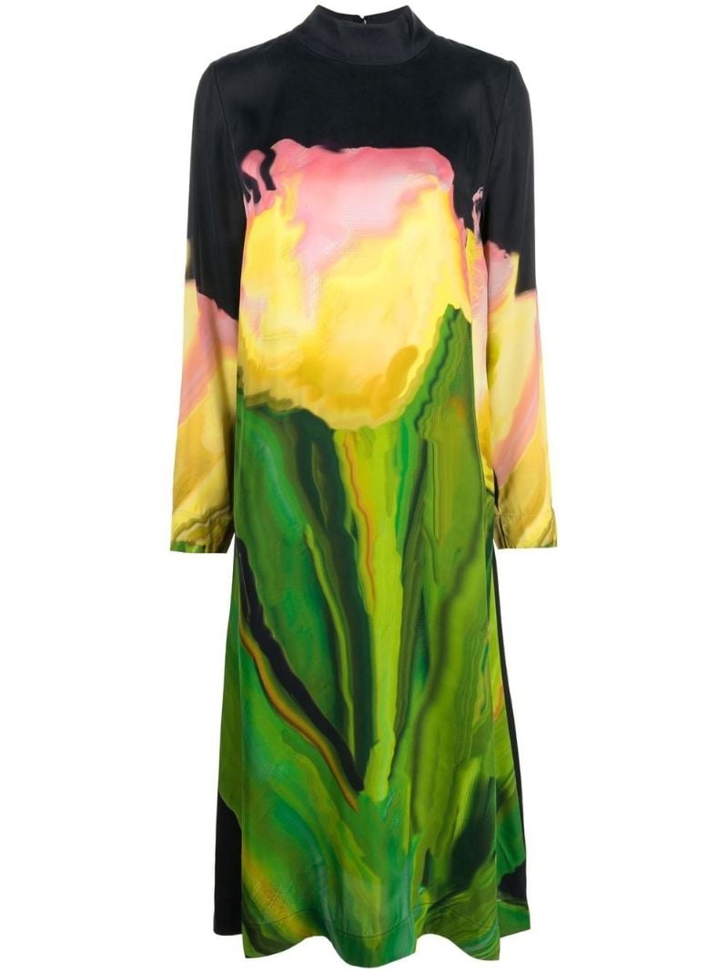 Green Millie Printed Midi Dress