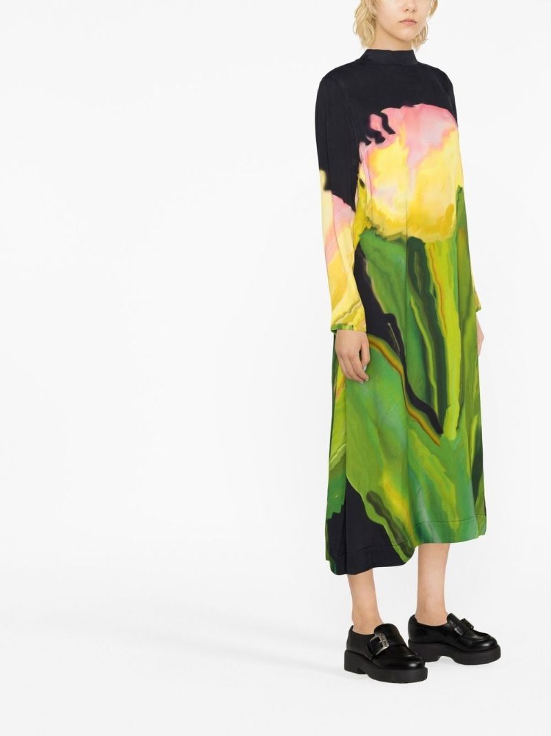 Green Millie Printed Midi Dress