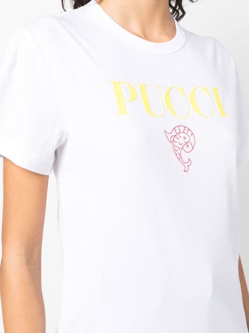White Pesci Logo Print T-shirt