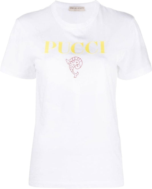 White Pesci Logo Print T-shirt