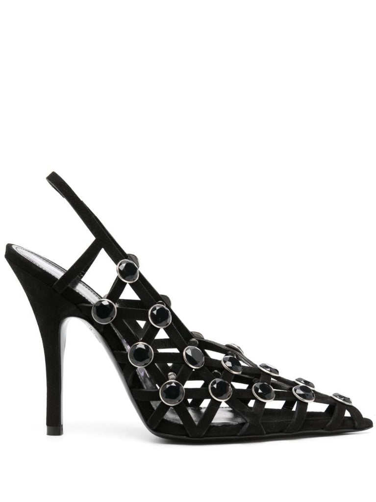 Black Grid 105 Suede Pumps