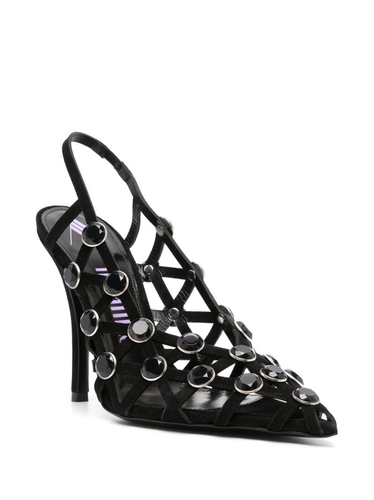 Black Grid 105 Suede Pumps