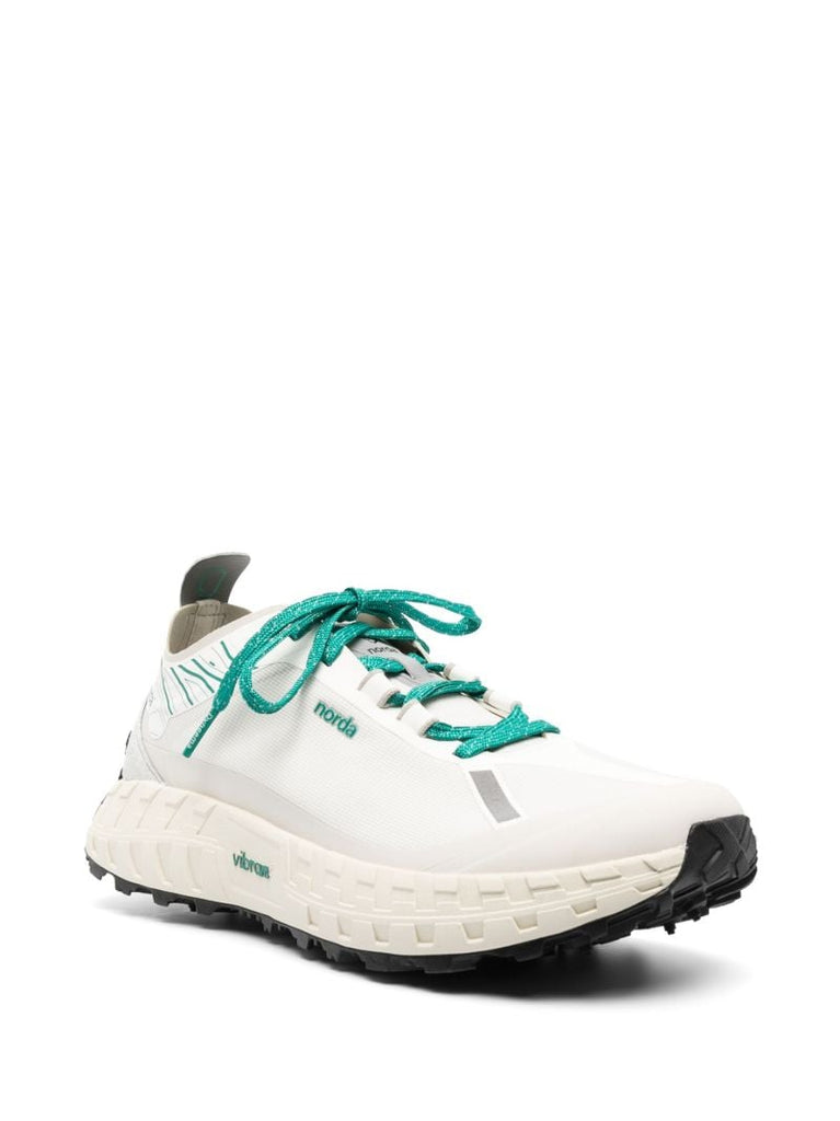 White and Forest Green 001 Dyneema Lace-up Sneakers