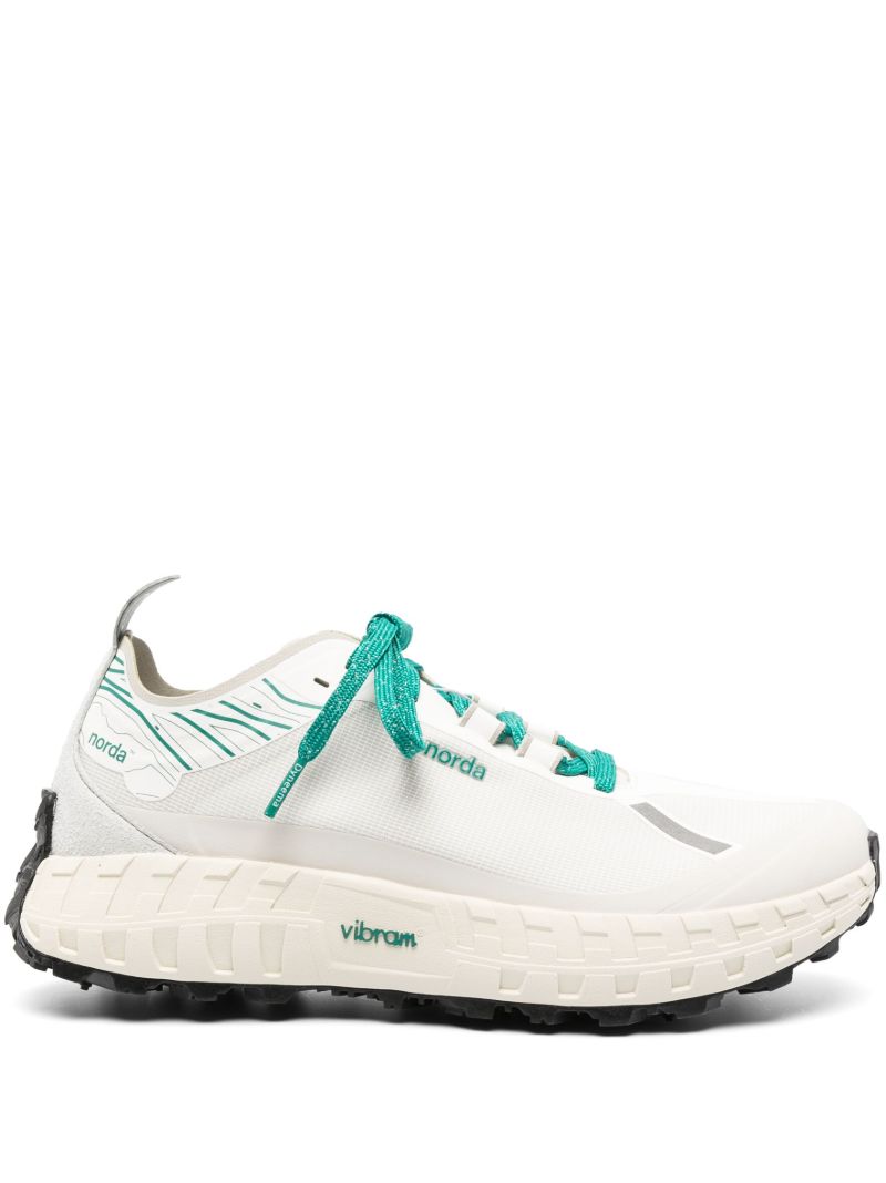 White and Forest Green 001 Dyneema Lace-up Sneakers