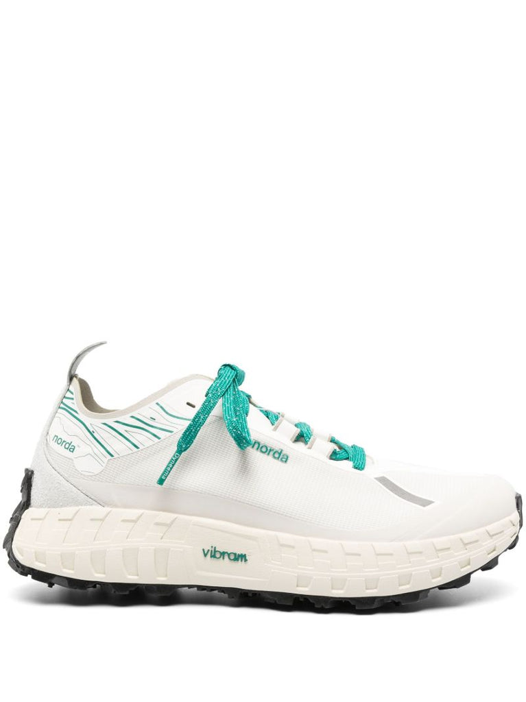 White and Forest Green 001 Dyneema Lace-up Sneakers