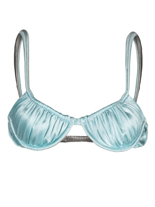 Blue Ruched Bikini Top