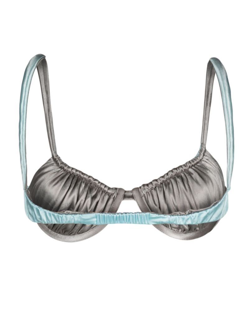 Blue Ruched Bikini Top