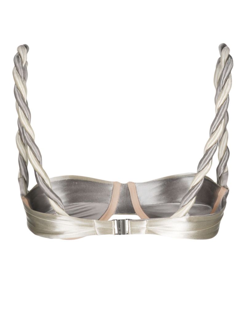 Silver-tone Ruched Bikini Top