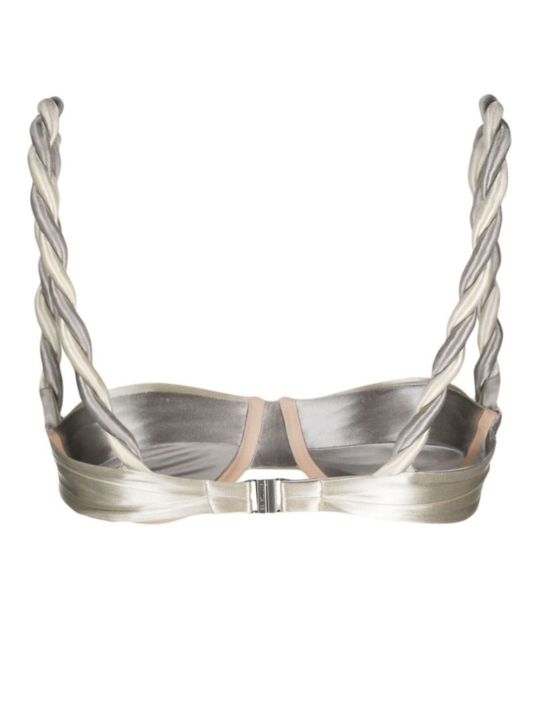 Silver-tone Ruched Bikini Top