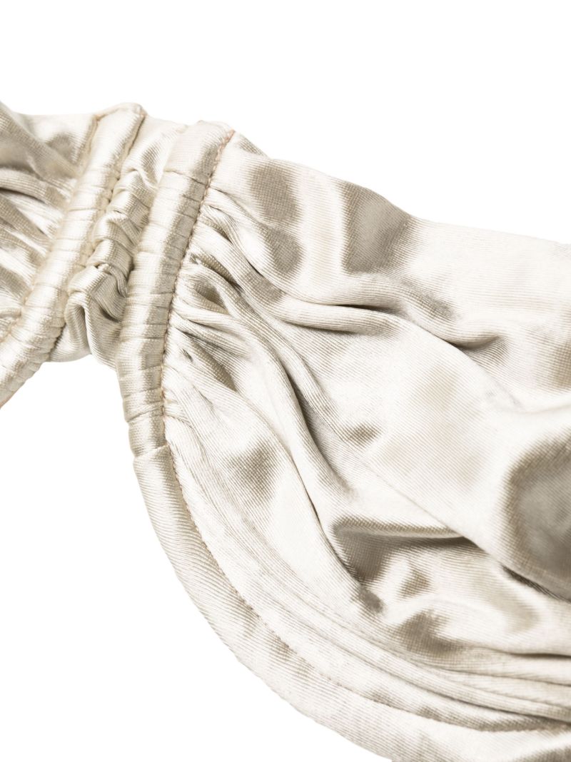 Silver-tone Ruched Bikini Top
