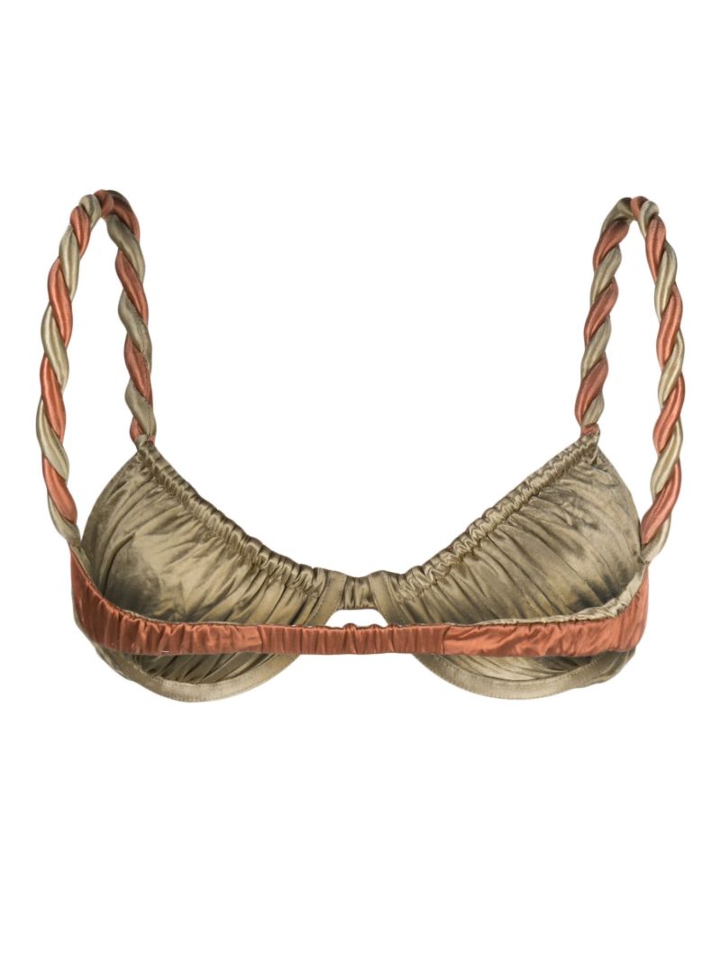 Gold-tone Ruched Bikini Top