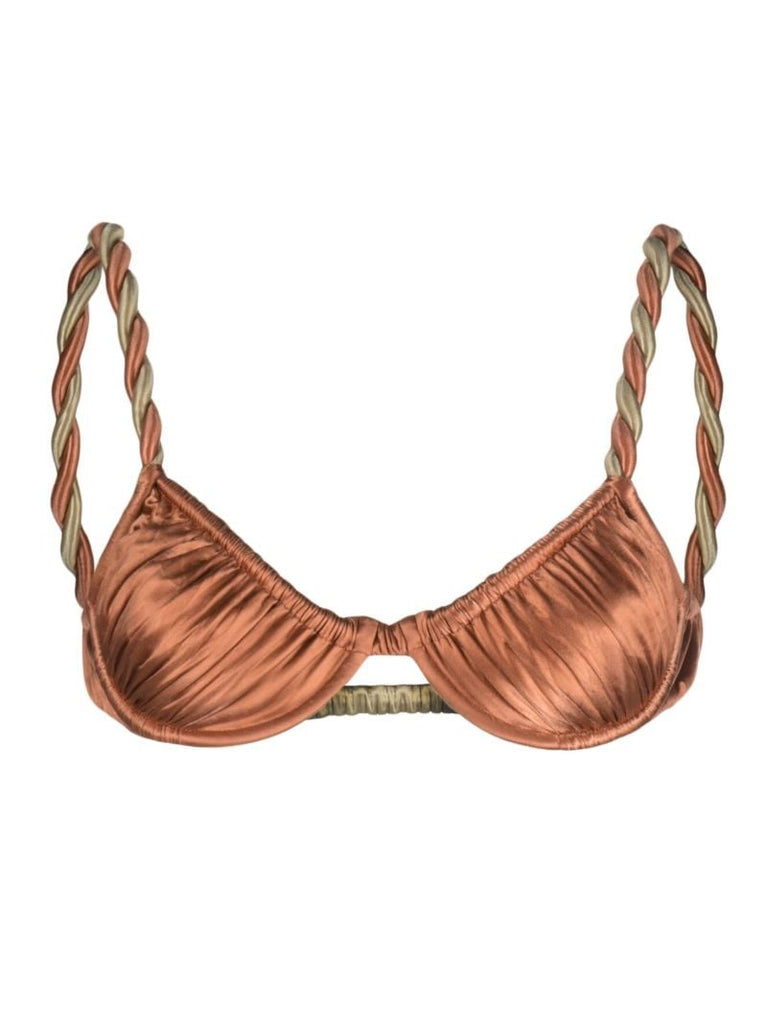 Gold-tone Ruched Bikini Top