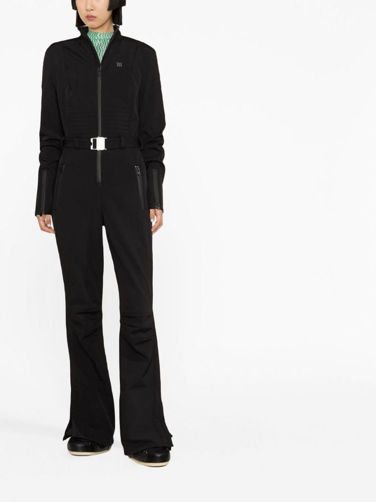 Black Logo Belted Neoprene Ski Jumpsuit