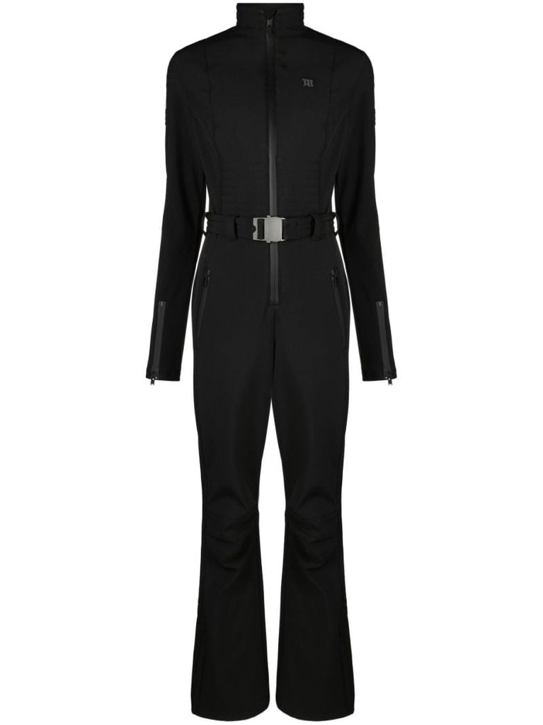 Black Logo Belted Neoprene Ski Jumpsuit