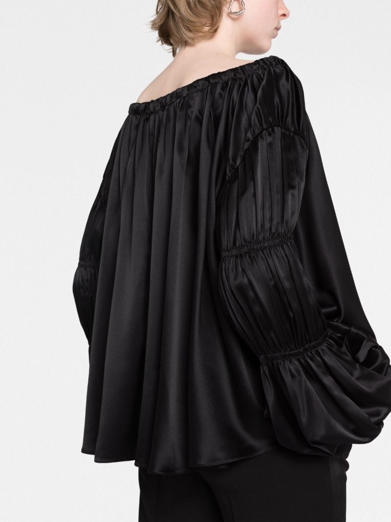 Black Lenny Front-tie Silk Top