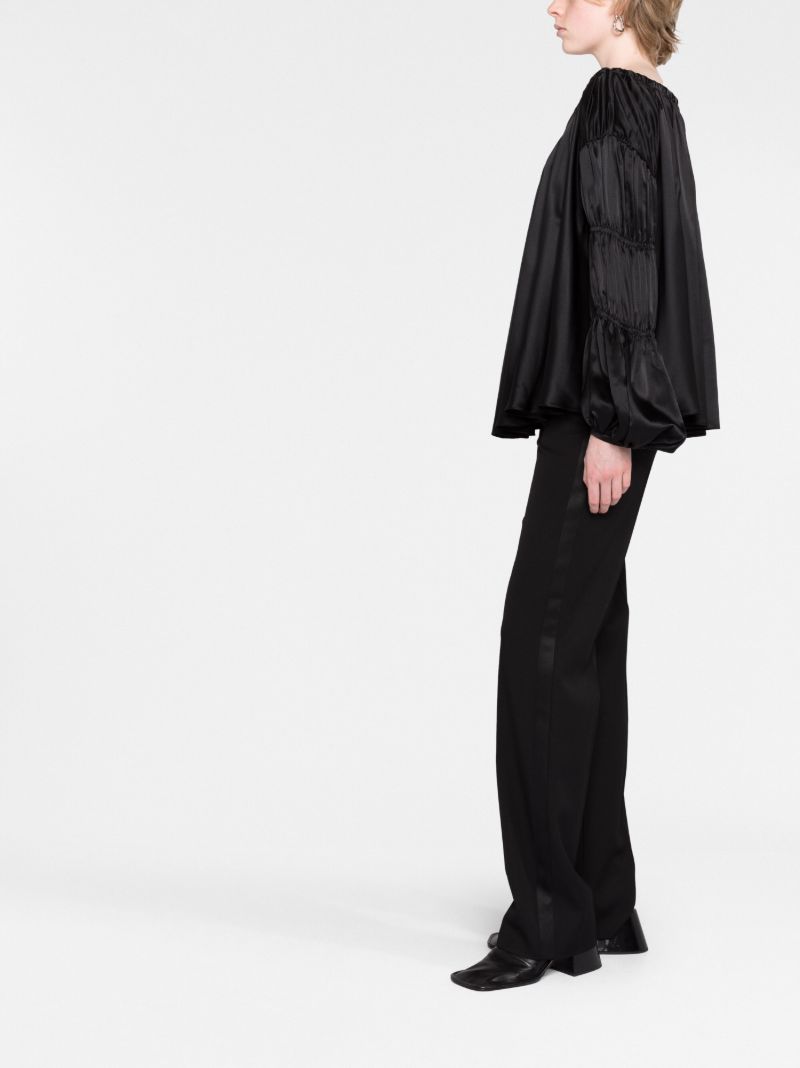 Black Lenny Front-tie Silk Top