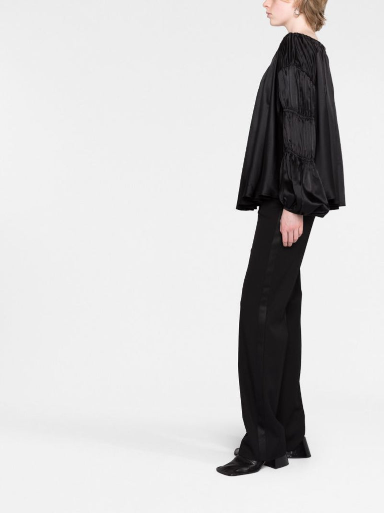 Black Lenny Front-tie Silk Top